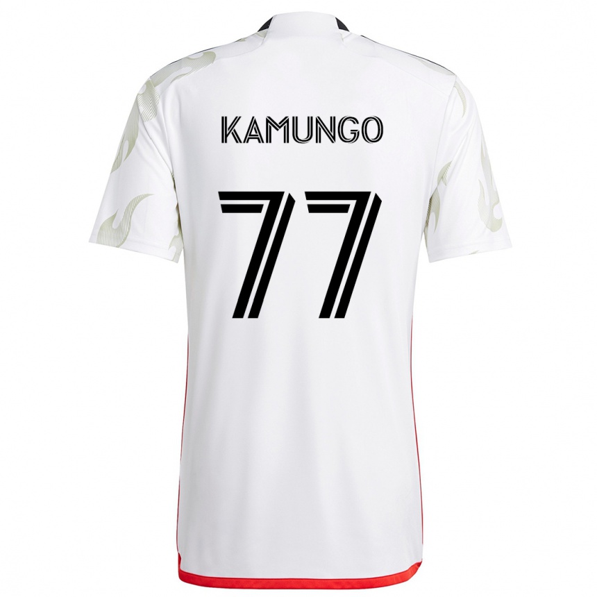 Niño Fútbol Camiseta Bernard Kamungo #77 Blanco Rojo Negro 2ª Equipación 2024/25