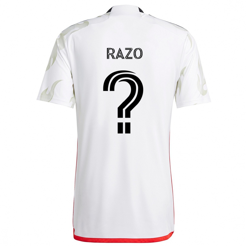 Niño Fútbol Camiseta Edgar Razo #0 Blanco Rojo Negro 2ª Equipación 2024/25