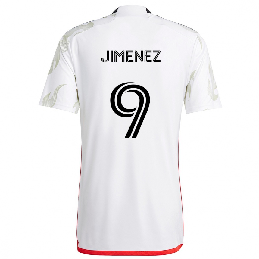 Niño Fútbol Camiseta Jesús Jiménez #9 Blanco Rojo Negro 2ª Equipación 2024/25