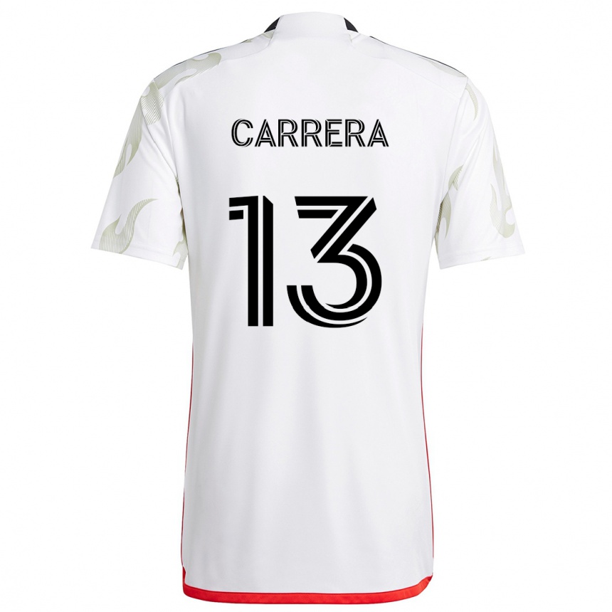 Niño Fútbol Camiseta Antonio Carrera #13 Blanco Rojo Negro 2ª Equipación 2024/25