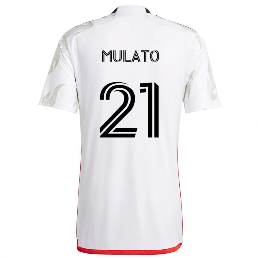 Niño Fútbol Camiseta José Mulato #21 Blanco Rojo Negro 2ª Equipación 2024/25