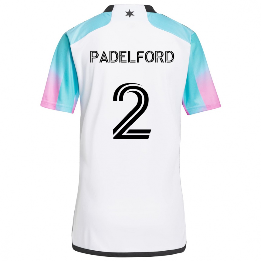 Niño Fútbol Camiseta Devin Padelford #2 Blanco Azul Negro 2ª Equipación 2024/25