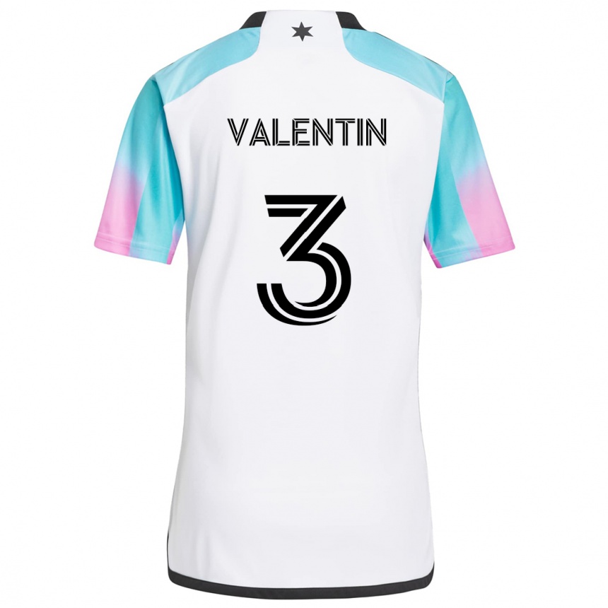 Niño Fútbol Camiseta Zarek Valentin #3 Blanco Azul Negro 2ª Equipación 2024/25