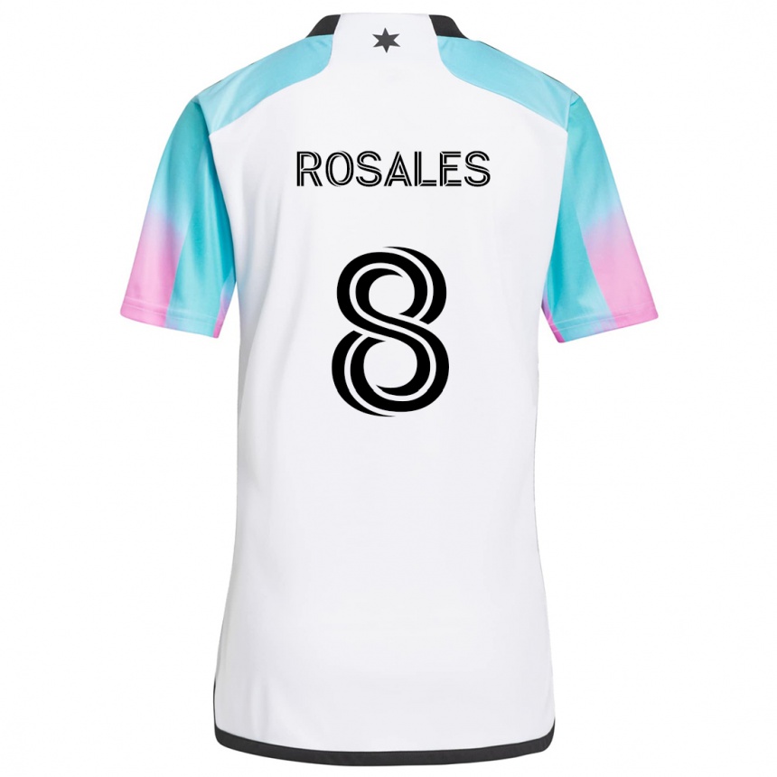 Niño Fútbol Camiseta Joseph Rosales #8 Blanco Azul Negro 2ª Equipación 2024/25