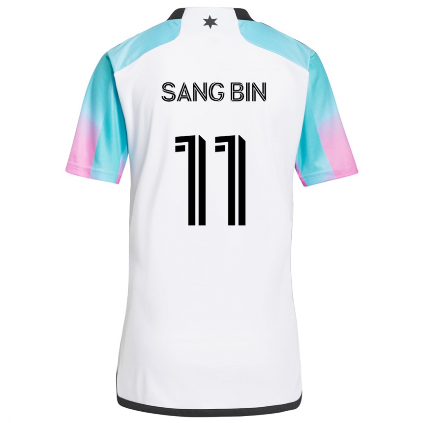 Niño Fútbol Camiseta Sang-Bin Jeong #11 Blanco Azul Negro 2ª Equipación 2024/25