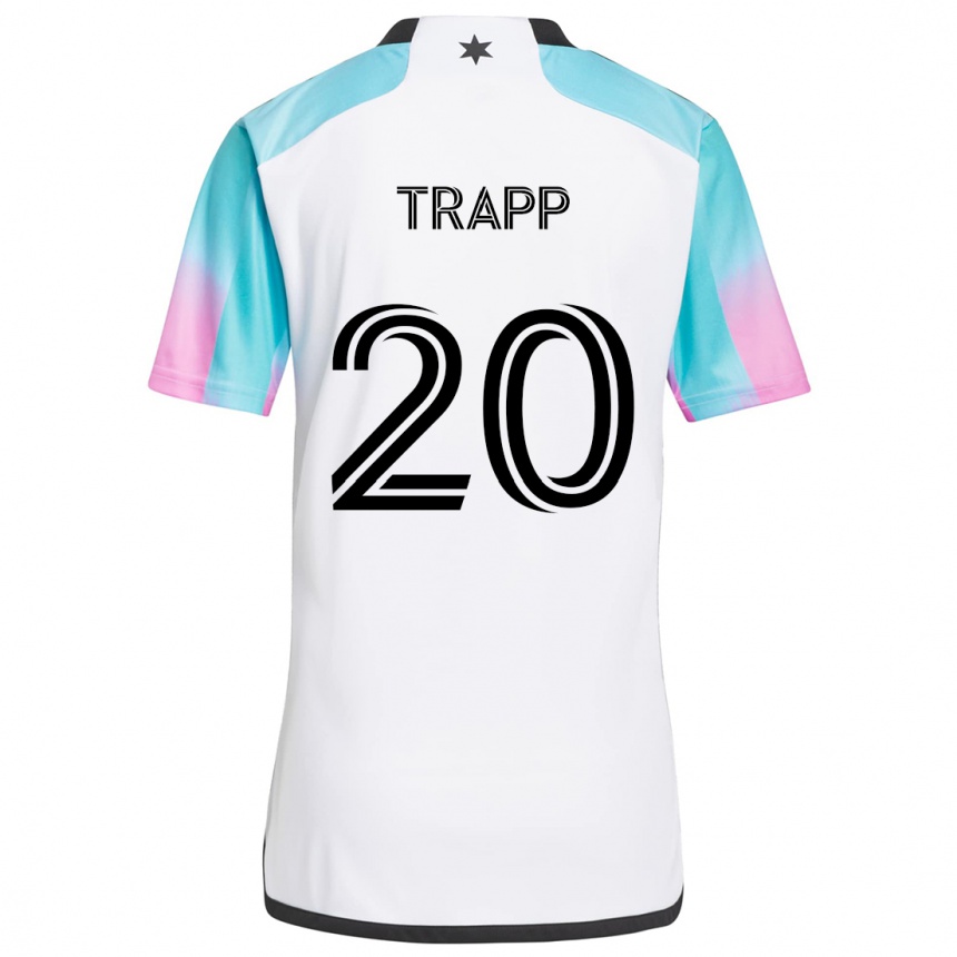 Niño Fútbol Camiseta Wil Trapp #20 Blanco Azul Negro 2ª Equipación 2024/25