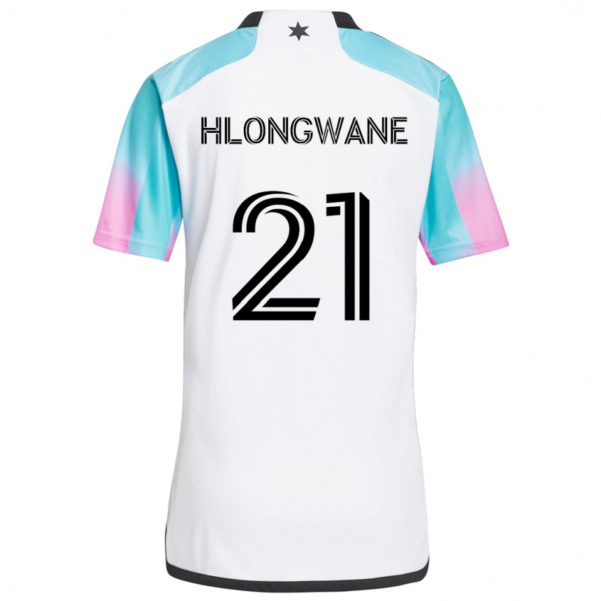 Niño Fútbol Camiseta Bongokuhle Hlongwane #21 Blanco Azul Negro 2ª Equipación 2024/25