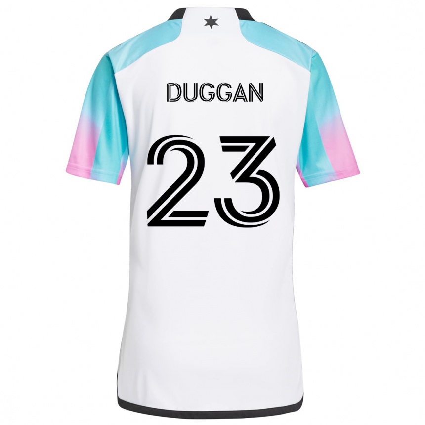 Niño Fútbol Camiseta Morris Duggan #23 Blanco Azul Negro 2ª Equipación 2024/25