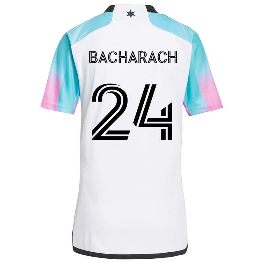 Niño Fútbol Camiseta Hugo Bacharach #24 Blanco Azul Negro 2ª Equipación 2024/25