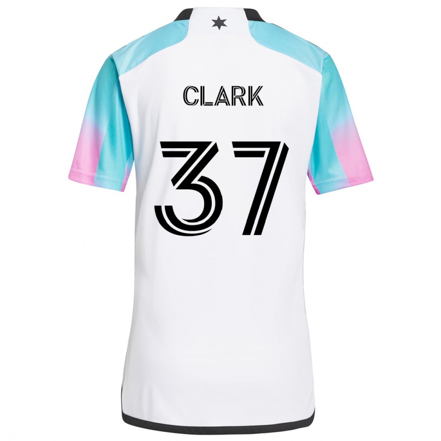 Niño Fútbol Camiseta Caden Clark #37 Blanco Azul Negro 2ª Equipación 2024/25