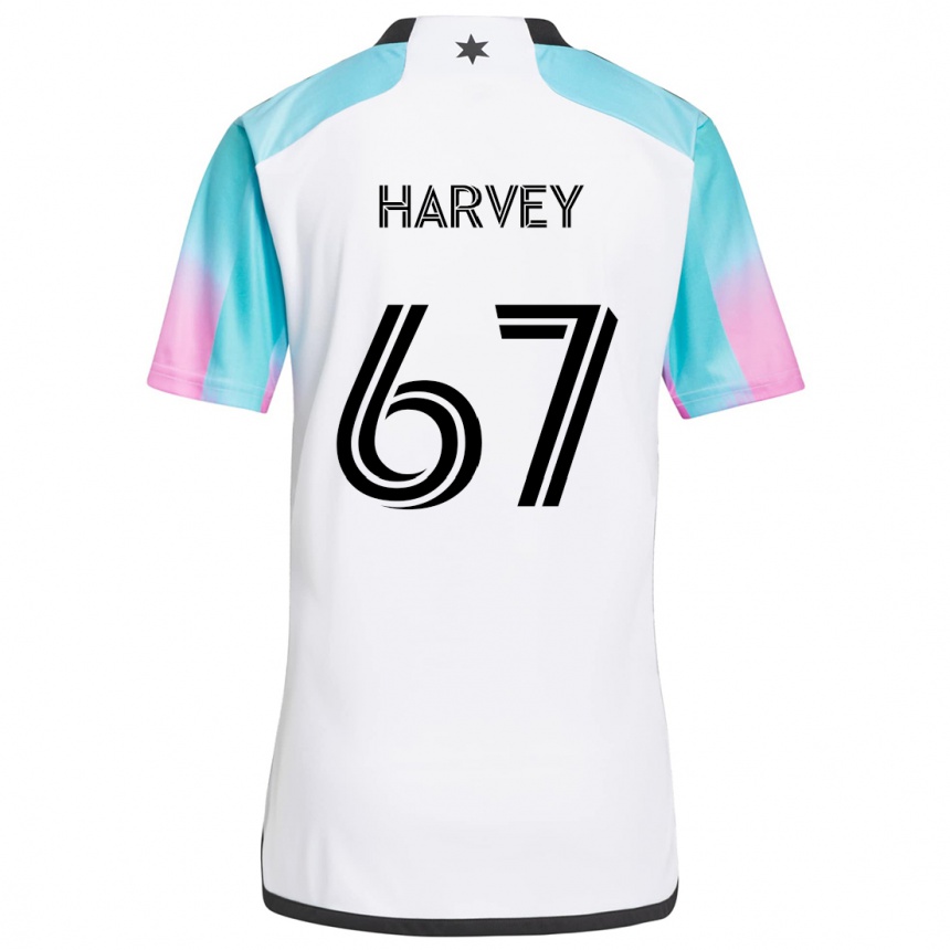 Niño Fútbol Camiseta Carlos Harvey #67 Blanco Azul Negro 2ª Equipación 2024/25