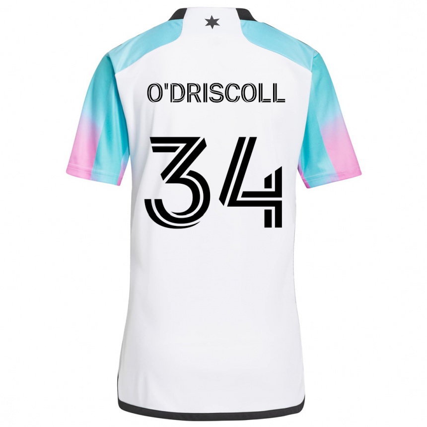 Niño Fútbol Camiseta Rory O'driscoll #34 Blanco Azul Negro 2ª Equipación 2024/25