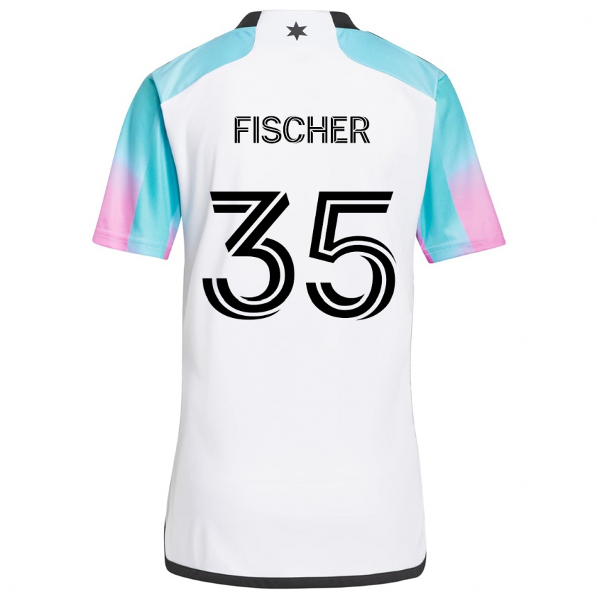 Niño Fútbol Camiseta Britton Fischer #35 Blanco Azul Negro 2ª Equipación 2024/25