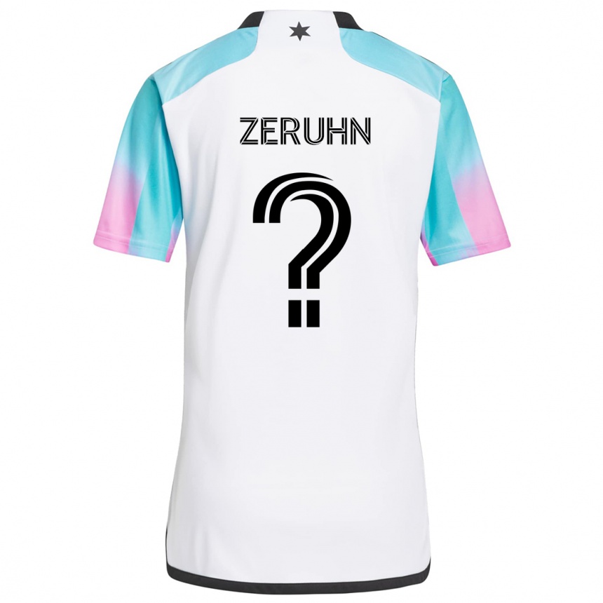 Niño Fútbol Camiseta Kai Zeruhn #0 Blanco Azul Negro 2ª Equipación 2024/25