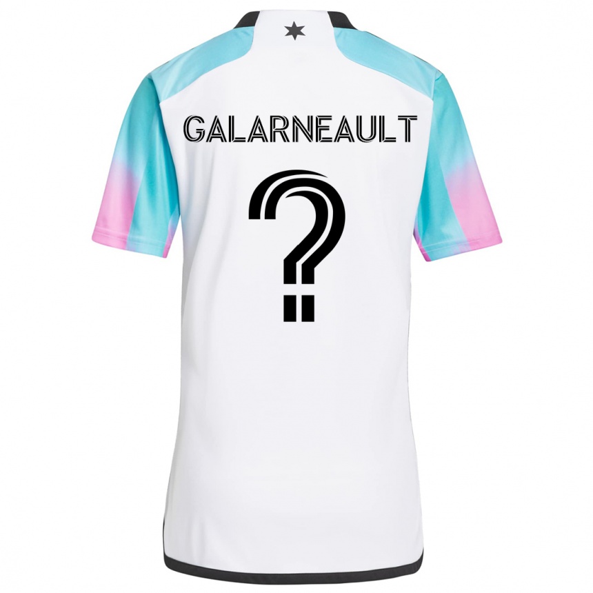 Niño Fútbol Camiseta Benjamin Galarneault #0 Blanco Azul Negro 2ª Equipación 2024/25