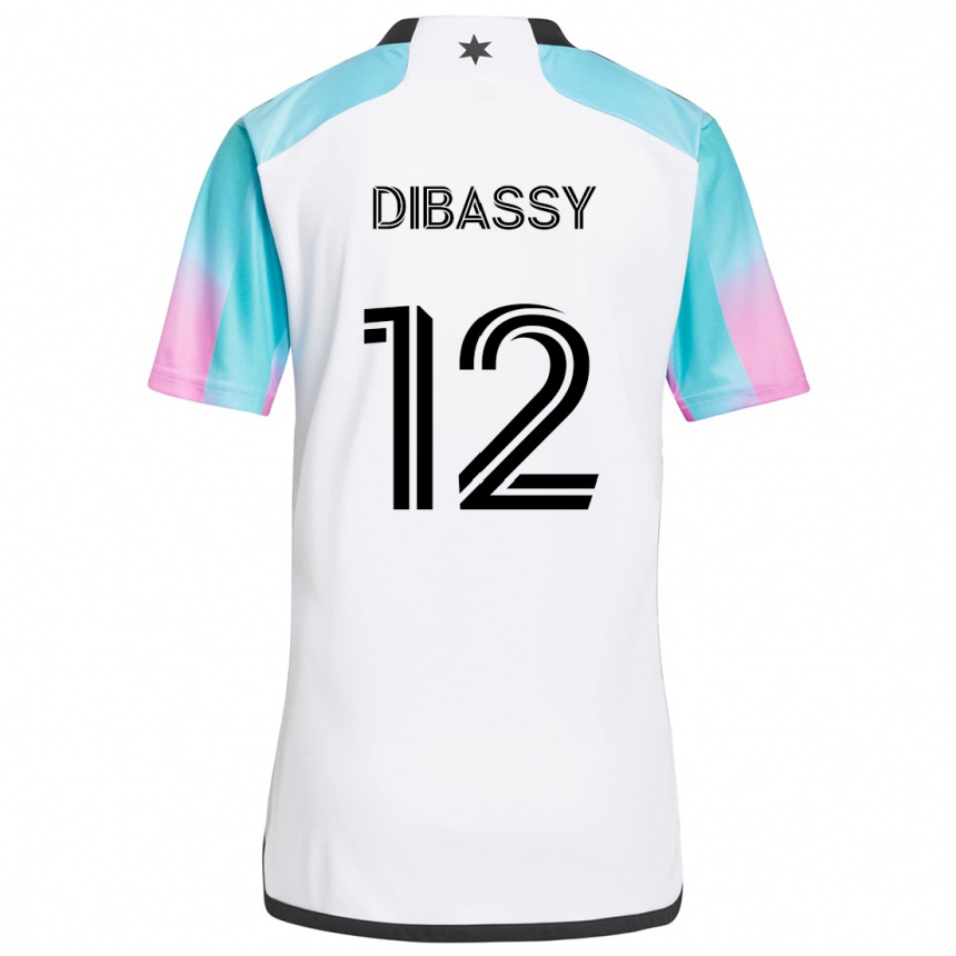 Niño Fútbol Camiseta Bakaye Dibassy #12 Blanco Azul Negro 2ª Equipación 2024/25