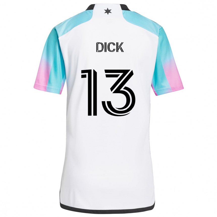 Niño Fútbol Camiseta Eric Dick #13 Blanco Azul Negro 2ª Equipación 2024/25