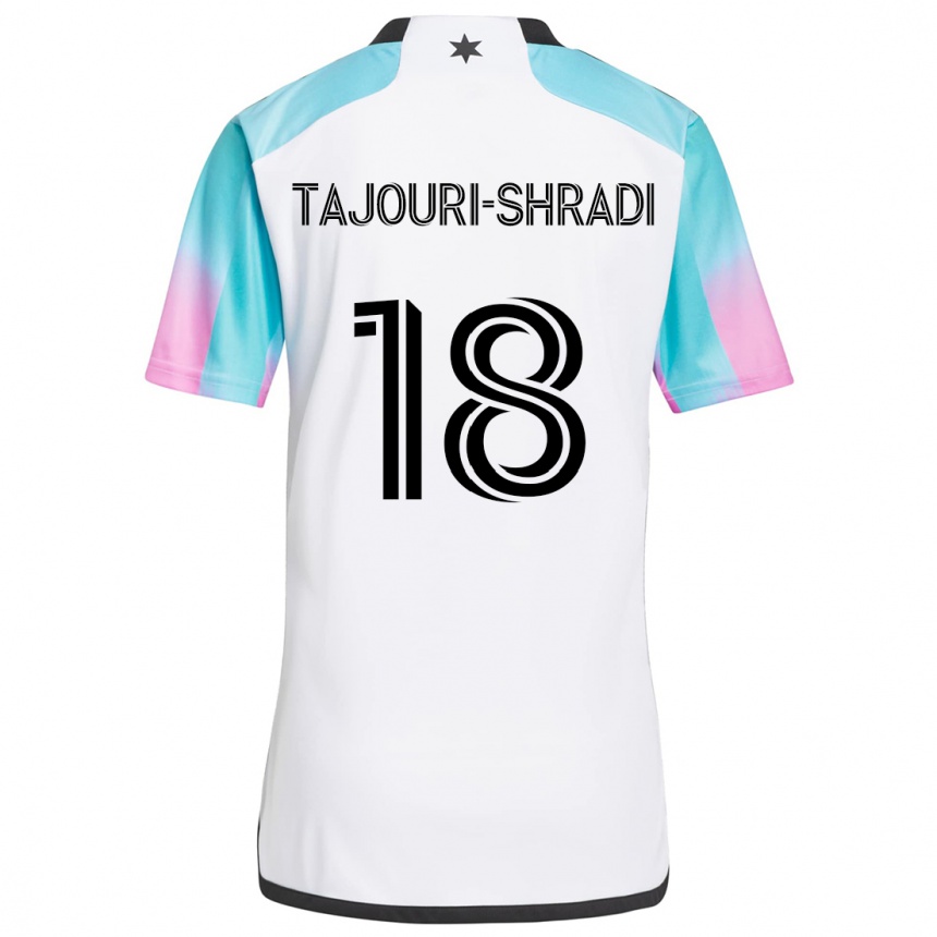 Niño Fútbol Camiseta Ismael Tajouri-Shradi #18 Blanco Azul Negro 2ª Equipación 2024/25