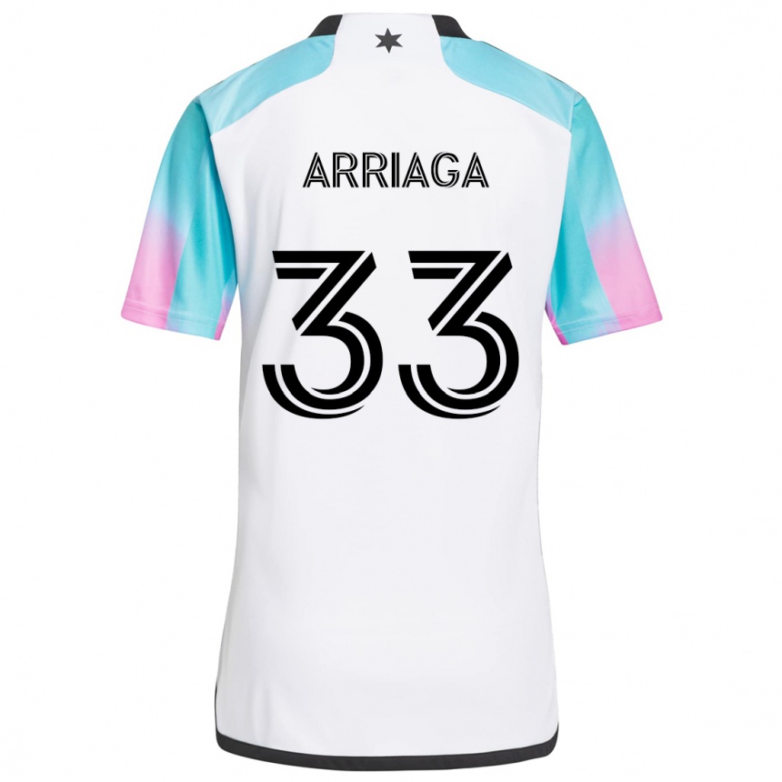 Niño Fútbol Camiseta Kervin Arriaga #33 Blanco Azul Negro 2ª Equipación 2024/25