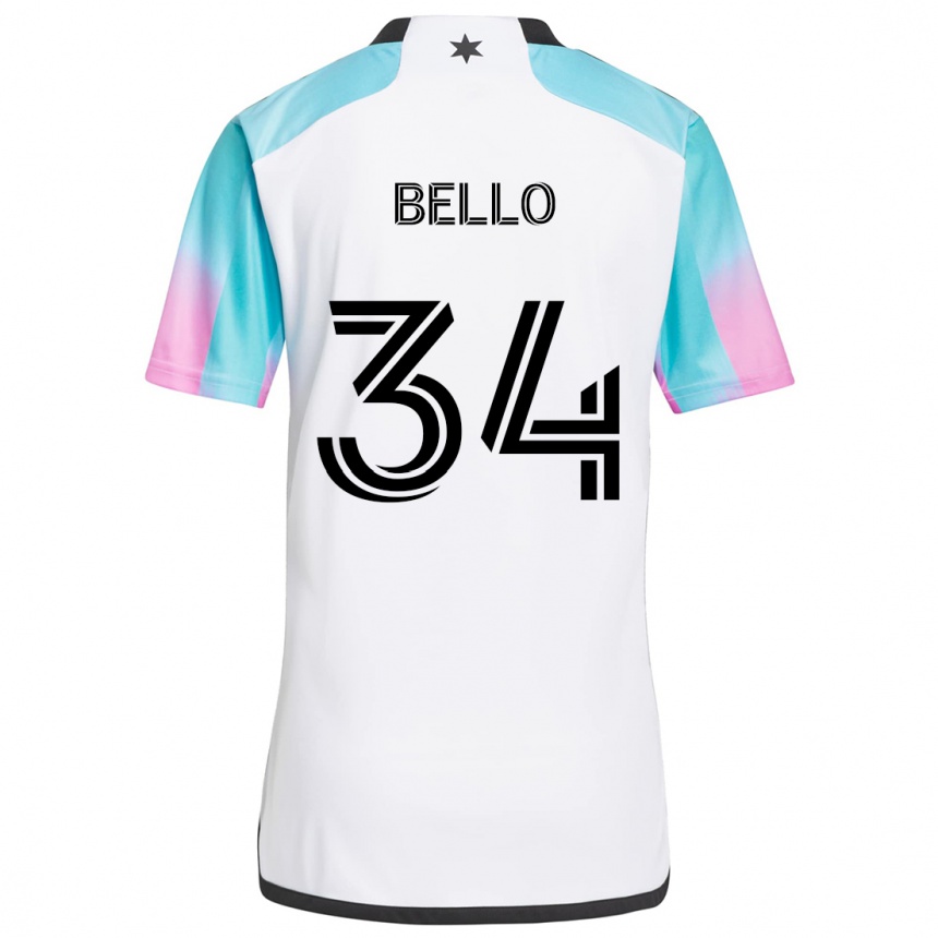 Niño Fútbol Camiseta Zaydan Bello #34 Blanco Azul Negro 2ª Equipación 2024/25