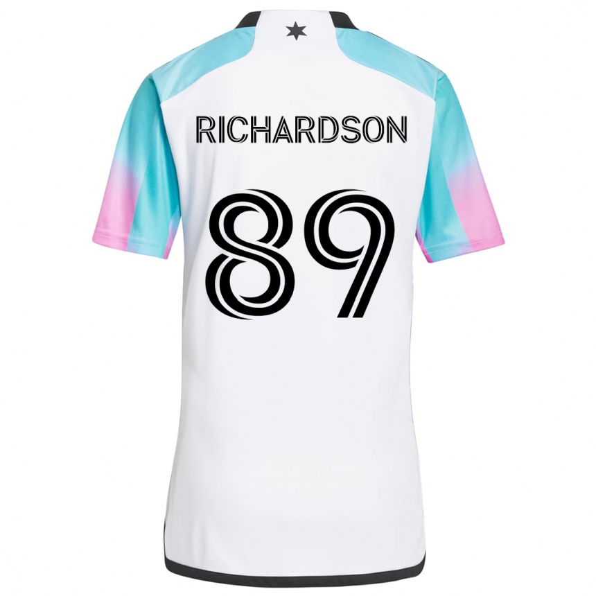 Niño Fútbol Camiseta Nick Richardson #89 Blanco Azul Negro 2ª Equipación 2024/25