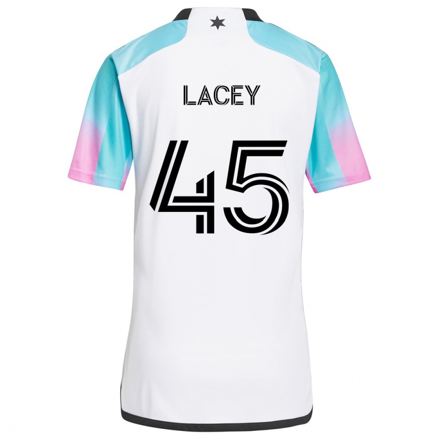 Niño Fútbol Camiseta Kameron Lacey #45 Blanco Azul Negro 2ª Equipación 2024/25