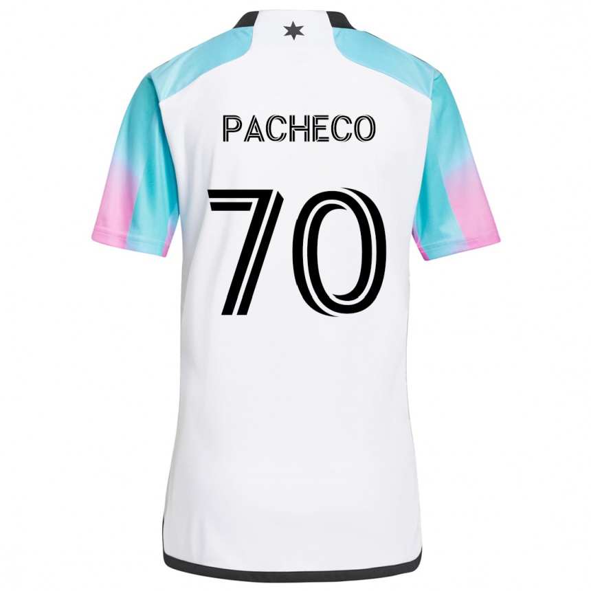 Niño Fútbol Camiseta Diogo Pacheco #70 Blanco Azul Negro 2ª Equipación 2024/25