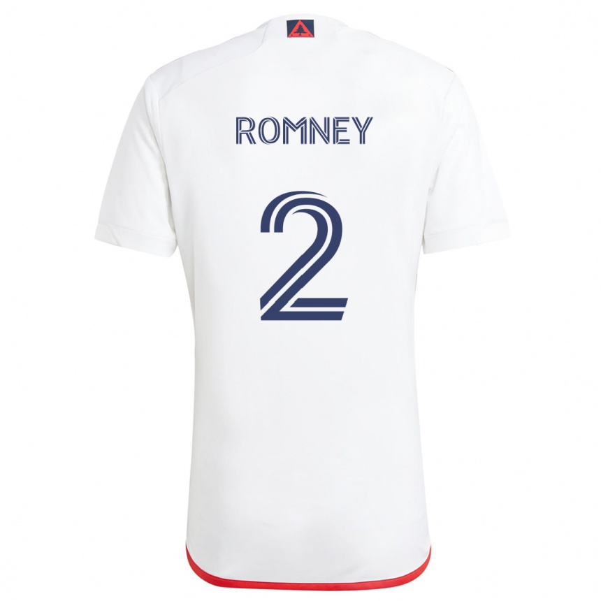 Niño Fútbol Camiseta Dave Romney #2 Blanco Rojo 2ª Equipación 2024/25