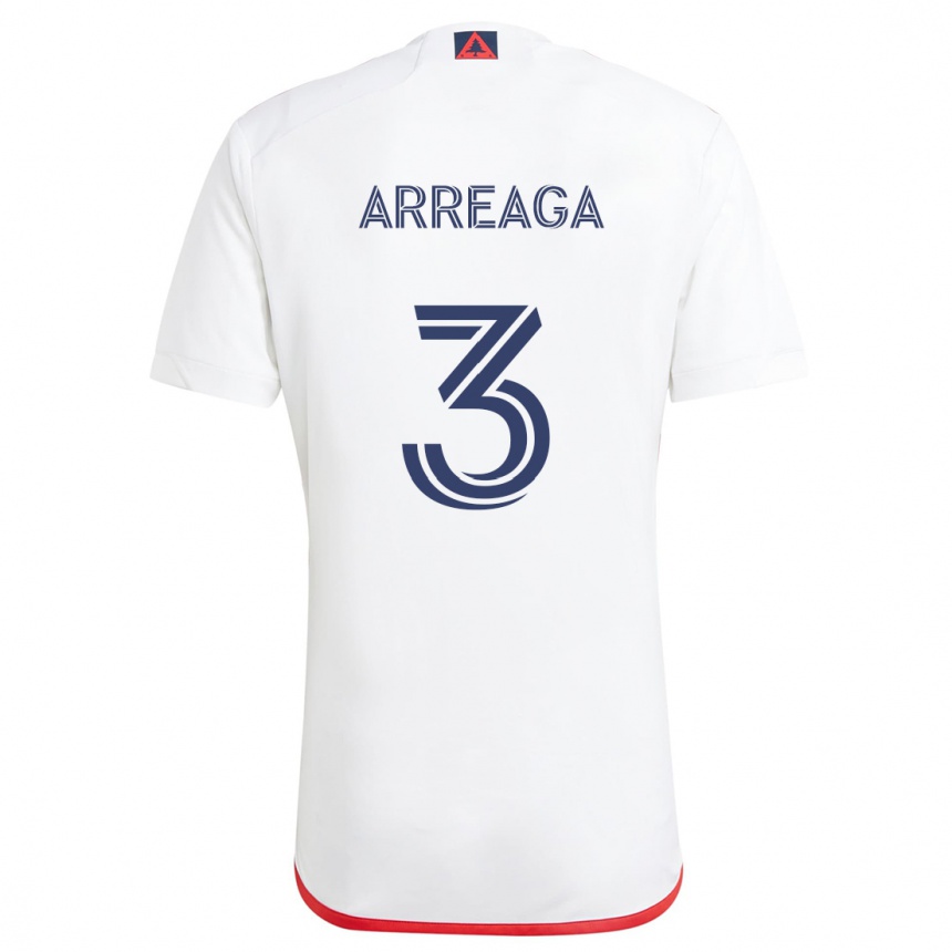 Niño Fútbol Camiseta Xavier Arreaga #3 Blanco Rojo 2ª Equipación 2024/25