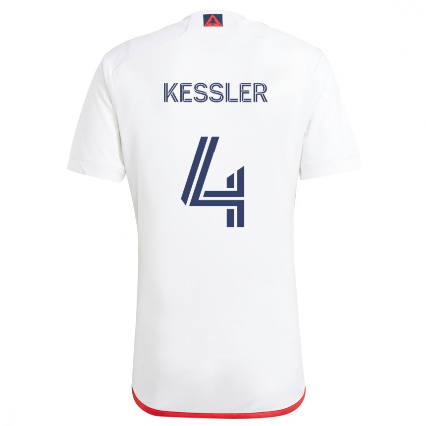 Niño Fútbol Camiseta Henry Kessler #4 Blanco Rojo 2ª Equipación 2024/25