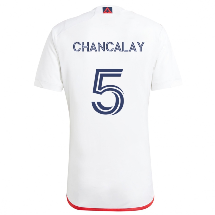 Niño Fútbol Camiseta Tomás Chancalay #5 Blanco Rojo 2ª Equipación 2024/25