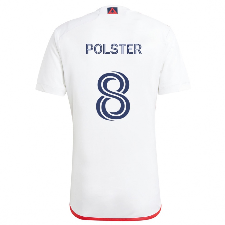 Niño Fútbol Camiseta Matt Polster #8 Blanco Rojo 2ª Equipación 2024/25