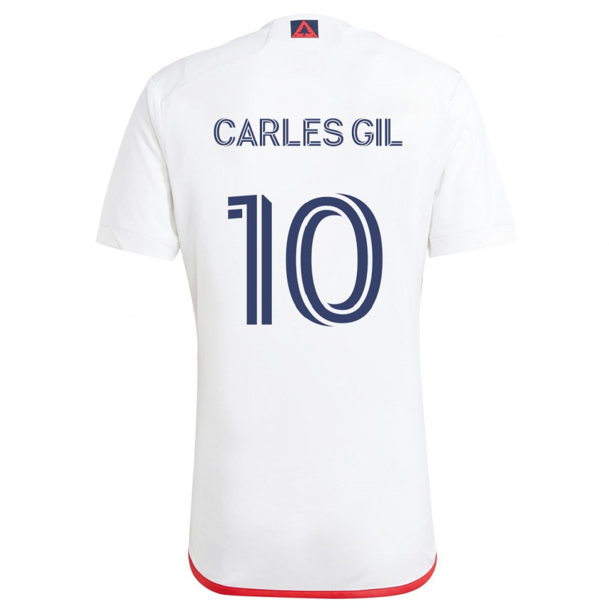 Niño Fútbol Camiseta Carles Gil #10 Blanco Rojo 2ª Equipación 2024/25