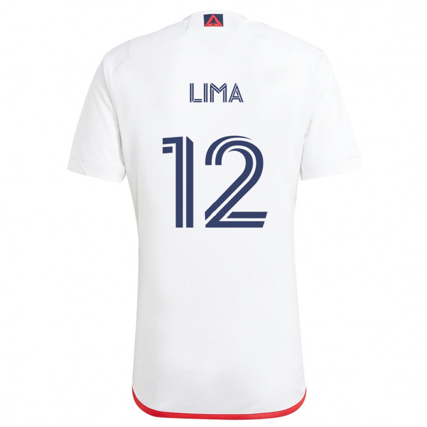 Niño Fútbol Camiseta Nick Lima #12 Blanco Rojo 2ª Equipación 2024/25