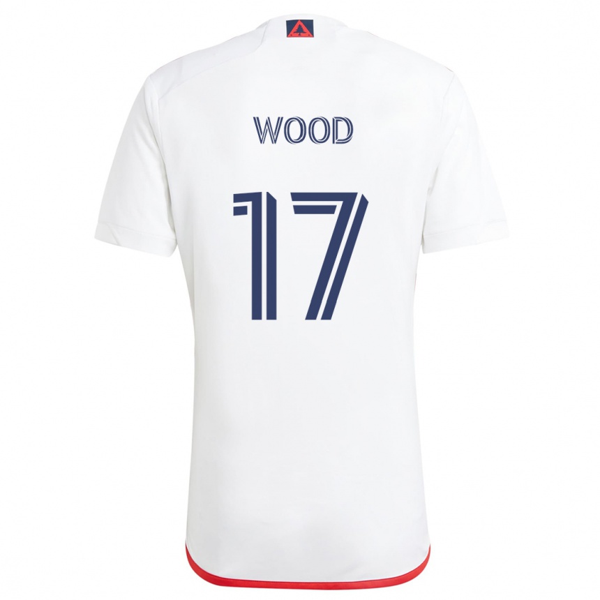 Niño Fútbol Camiseta Bobby Wood #17 Blanco Rojo 2ª Equipación 2024/25