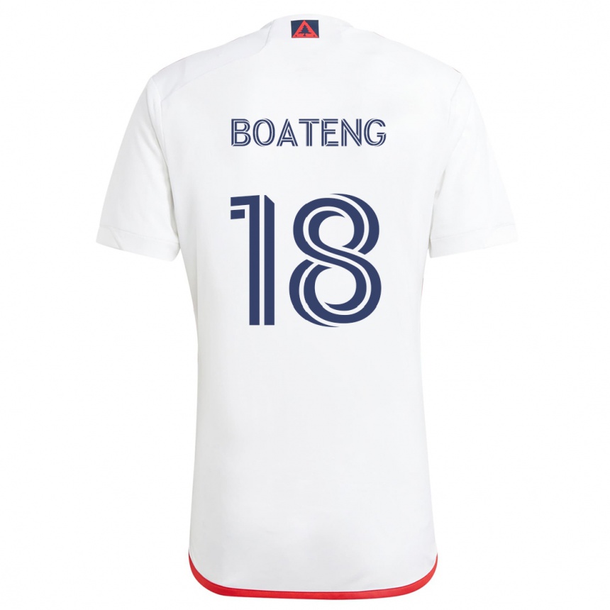 Niño Fútbol Camiseta Emmanuel Boateng #18 Blanco Rojo 2ª Equipación 2024/25