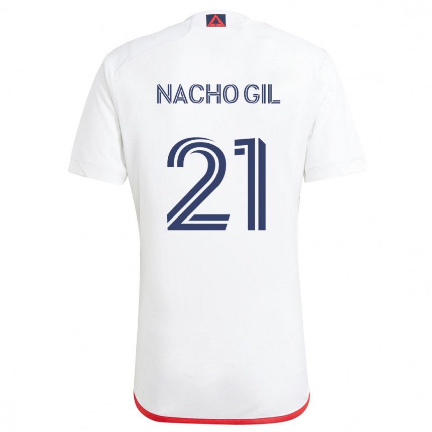 Niño Fútbol Camiseta Nacho Gil #21 Blanco Rojo 2ª Equipación 2024/25