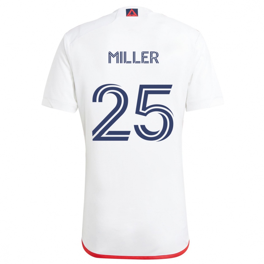 Niño Fútbol Camiseta Peyton Miller #25 Blanco Rojo 2ª Equipación 2024/25