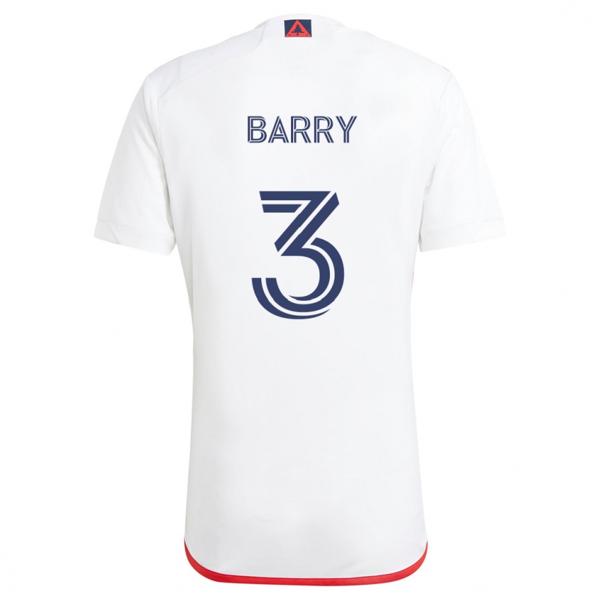 Niño Fútbol Camiseta Hesron Barry #3 Blanco Rojo 2ª Equipación 2024/25