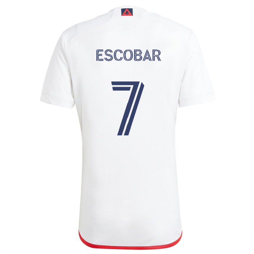 Niño Fútbol Camiseta Olger Escobar #7 Blanco Rojo 2ª Equipación 2024/25