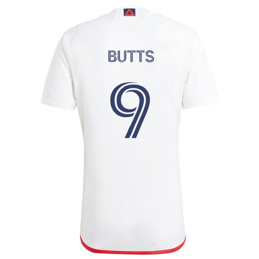 Niño Fútbol Camiseta Liam Butts #9 Blanco Rojo 2ª Equipación 2024/25