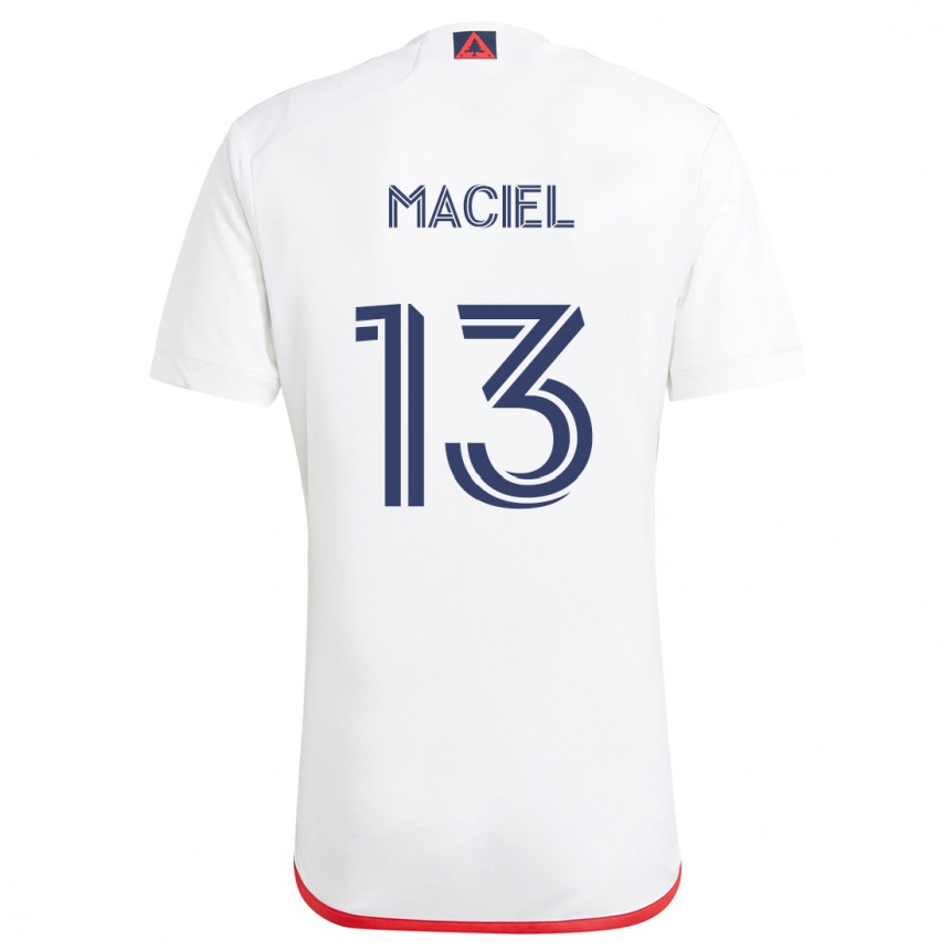 Niño Fútbol Camiseta Maciel #13 Blanco Rojo 2ª Equipación 2024/25