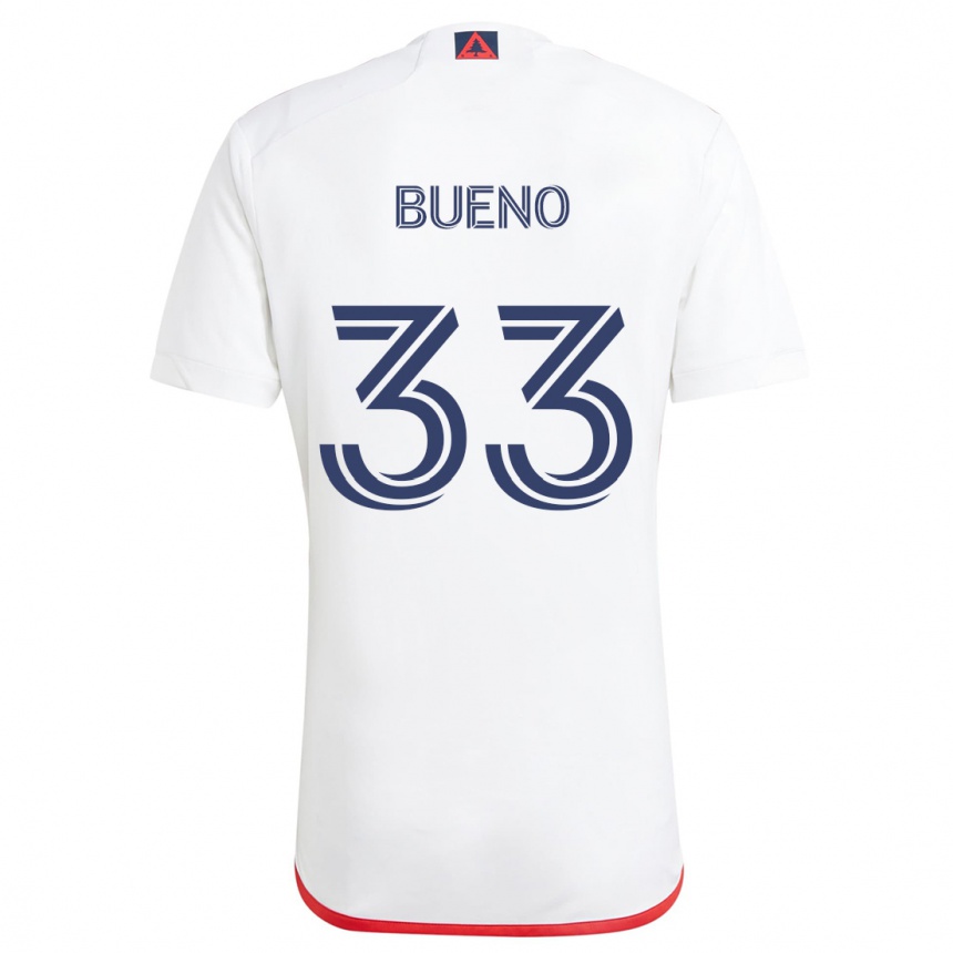 Niño Fútbol Camiseta Brandonn Bueno #33 Blanco Rojo 2ª Equipación 2024/25