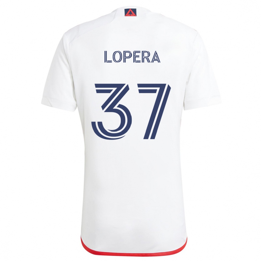 Niño Fútbol Camiseta Steban Lopera #37 Blanco Rojo 2ª Equipación 2024/25