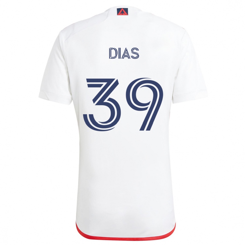 Niño Fútbol Camiseta Marcos Dias #39 Blanco Rojo 2ª Equipación 2024/25