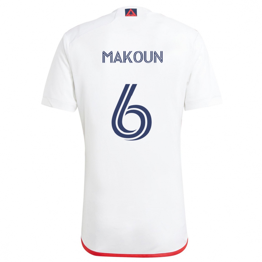 Niño Fútbol Camiseta Christian Makoun #6 Blanco Rojo 2ª Equipación 2024/25