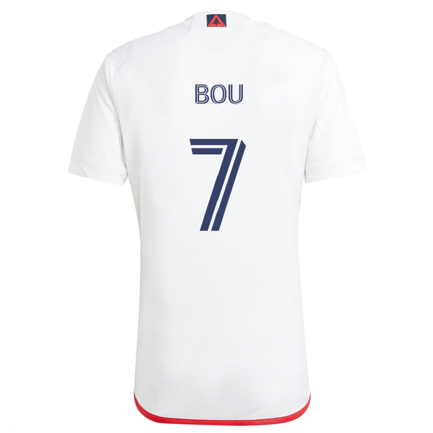 Niño Fútbol Camiseta Gustavo Bou #7 Blanco Rojo 2ª Equipación 2024/25