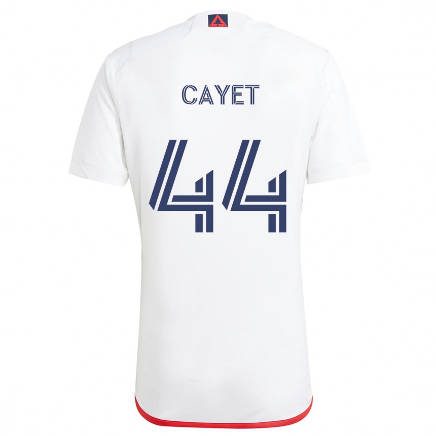 Niño Fútbol Camiseta Pierre Cayet #44 Blanco Rojo 2ª Equipación 2024/25