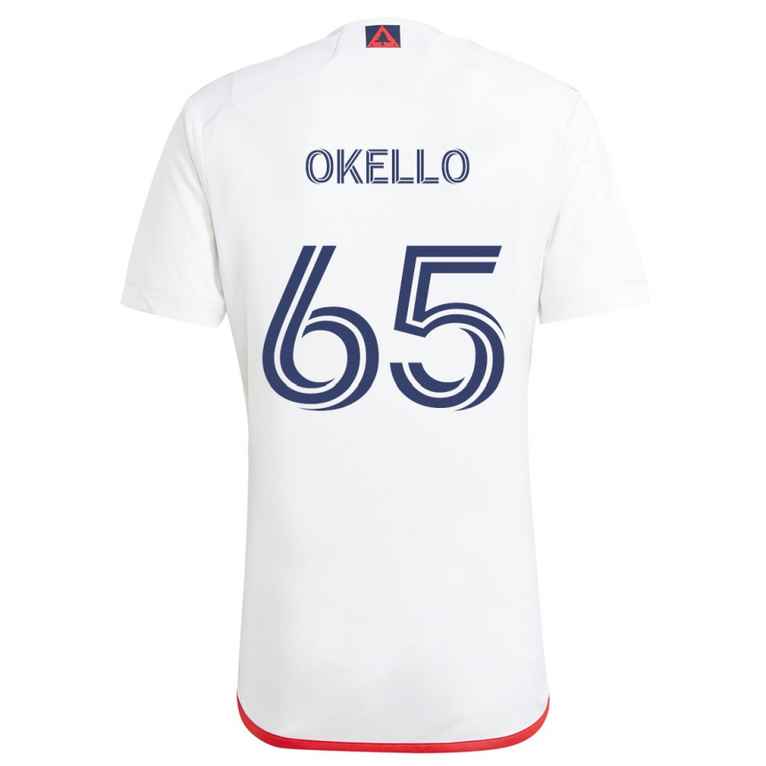 Niño Fútbol Camiseta Noble Okello #65 Blanco Rojo 2ª Equipación 2024/25