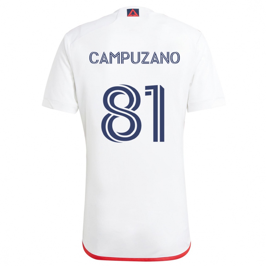 Niño Fútbol Camiseta Nico Campuzano #81 Blanco Rojo 2ª Equipación 2024/25